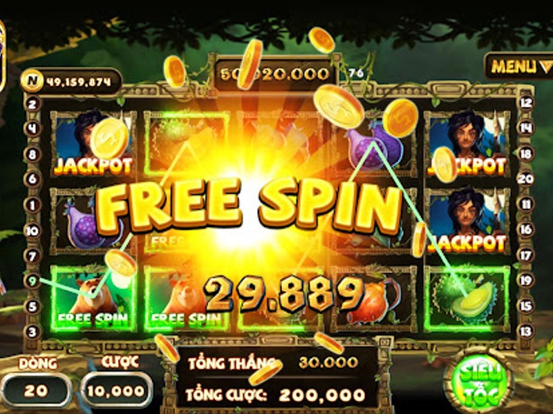 Nút quay và giao diện đặt cược trong trò chơi slot
